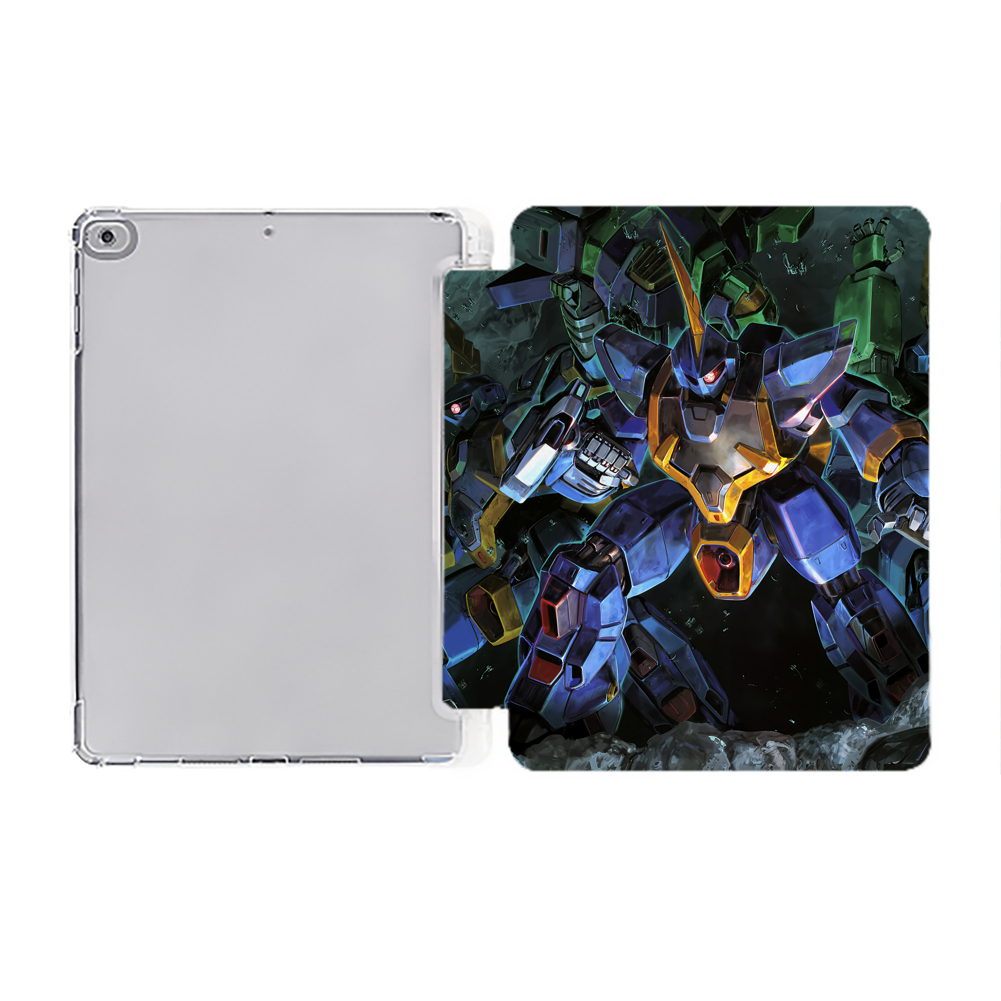 （画像用） 機動戦士ガンダム Mobile Suit Gundam IPad ケース ペン収納付き 三つ折りスタンド PUレザー×シリコン 対応機種9.5/10.5/10.9インチ
